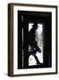 Cowboy Silhouetted in Door Frame-null-Framed Photographic Print