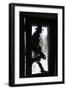 Cowboy Silhouetted in Door Frame-null-Framed Photographic Print