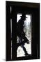 Cowboy Silhouetted in Door Frame-null-Mounted Photographic Print