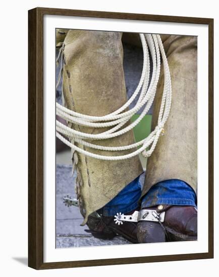 Cowboy Spurs and Chaps, Judith Gap, Montana, USA-Chuck Haney-Framed Premium Photographic Print