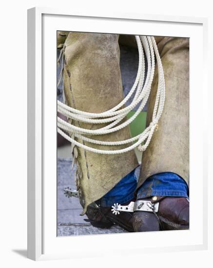 Cowboy Spurs and Chaps, Judith Gap, Montana, USA-Chuck Haney-Framed Premium Photographic Print