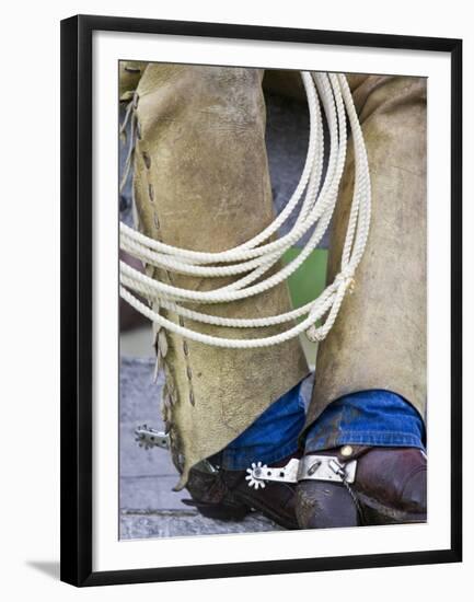 Cowboy Spurs and Chaps, Judith Gap, Montana, USA-Chuck Haney-Framed Premium Photographic Print