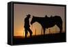 Cowboy Standing with His Horse-Darrell Gulin-Framed Stretched Canvas