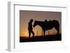 Cowboy Standing with His Horse-Darrell Gulin-Framed Photographic Print
