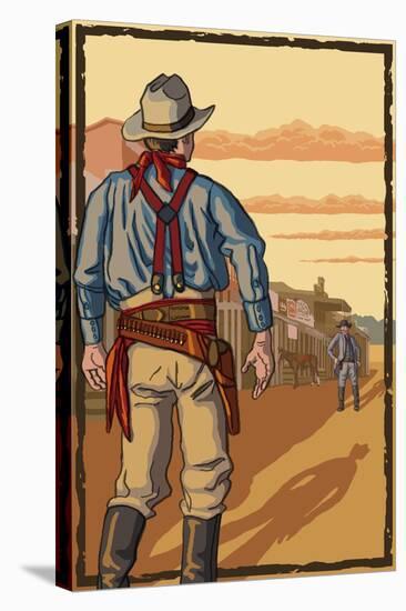 Cowboy Standoff-Lantern Press-Stretched Canvas