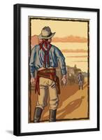 Cowboy Standoff-Lantern Press-Framed Art Print