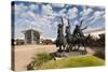 Cowboy Statue, Coming Through the Rye, Oklahoma City, Oklahoma, USA-Walter Bibikow-Stretched Canvas