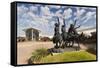 Cowboy Statue, Coming Through the Rye, Oklahoma City, Oklahoma, USA-Walter Bibikow-Framed Stretched Canvas