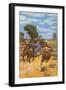 Cowboy Steer-Wrestling-null-Framed Art Print