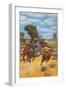 Cowboy Steer-Wrestling-null-Framed Art Print