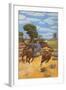 Cowboy Steer-Wrestling-null-Framed Art Print