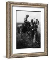 Cowboy Trading with Indians Using Sign Language - Tucumcari, NM-Lantern Press-Framed Art Print