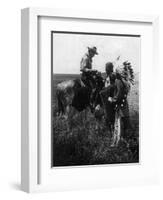 Cowboy Trading with Indians Using Sign Language - Tucumcari, NM-Lantern Press-Framed Art Print