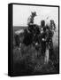 Cowboy Trading with Indians Using Sign Language - Tucumcari, NM-Lantern Press-Framed Stretched Canvas