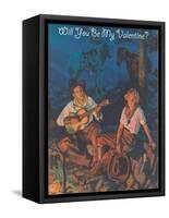Cowboy Valentine, around the Campfire-null-Framed Stretched Canvas