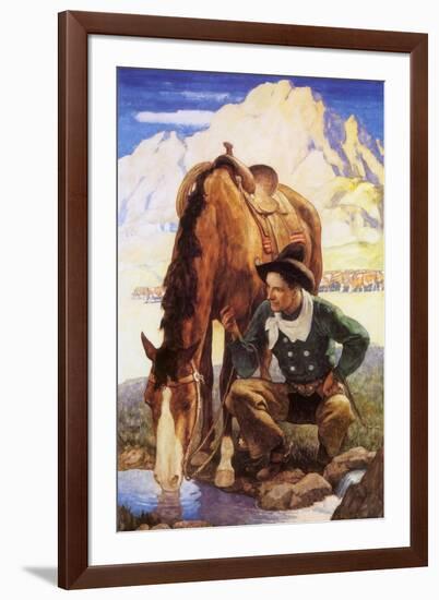 Cowboy Watering His Horse, 1937-Newell Convers Wyeth-Framed Giclee Print