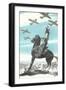 Cowboy Waving at Planes-null-Framed Art Print