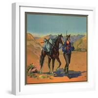 Cowboy with Horse - Citrus Crate Label-Lantern Press-Framed Art Print