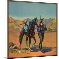 Cowboy with Horse - Citrus Crate Label-Lantern Press-Mounted Art Print