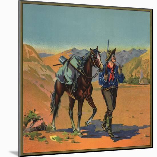 Cowboy with Horse - Citrus Crate Label-Lantern Press-Mounted Art Print