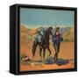 Cowboy with Horse - Citrus Crate Label-Lantern Press-Framed Stretched Canvas