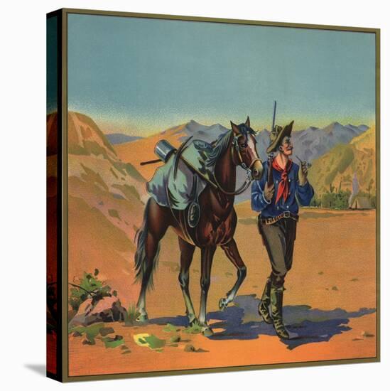 Cowboy with Horse - Citrus Crate Label-Lantern Press-Stretched Canvas