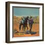 Cowboy with Horse - Citrus Crate Label-Lantern Press-Framed Art Print