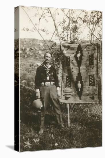 Cowboy with Navajo Rug-null-Stretched Canvas