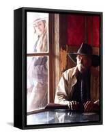 Cowboy with Rifle and Cowgirl Looking over His Shoulder-Terry Eggers-Framed Stretched Canvas