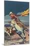 Cowboy with Stampede-null-Mounted Art Print