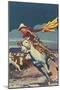 Cowboy with Stampede-null-Mounted Art Print