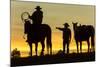 Cowboys and Horses in Silhouette at Dawn on Ranch, British Colombia, Canada-Peter Adams-Mounted Photographic Print