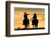 Cowboys and Horses in Silhouette at Dawn on Ranch, British Colombia, Canada-Peter Adams-Framed Photographic Print