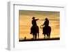 Cowboys and Horses in Silhouette at Dawn on Ranch, British Colombia, Canada-Peter Adams-Framed Photographic Print