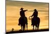 Cowboys and Horses in Silhouette at Dawn on Ranch, British Colombia, Canada-Peter Adams-Mounted Photographic Print