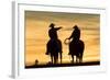 Cowboys and Horses in Silhouette at Dawn on Ranch, British Colombia, Canada-Peter Adams-Framed Photographic Print