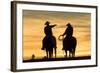 Cowboys and Horses in Silhouette at Dawn on Ranch, British Colombia, Canada-Peter Adams-Framed Photographic Print