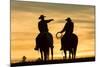 Cowboys and Horses in Silhouette at Dawn on Ranch, British Colombia, Canada-Peter Adams-Mounted Photographic Print