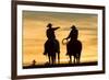 Cowboys and Horses in Silhouette at Dawn on Ranch, British Colombia, Canada-Peter Adams-Framed Photographic Print