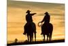 Cowboys and Horses in Silhouette at Dawn on Ranch, British Colombia, Canada-Peter Adams-Mounted Photographic Print