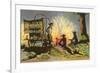 Cowboys at Campfire by Chuckwagon-null-Framed Premium Giclee Print