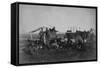 Cowboys At The Chuck Wagon-null-Framed Stretched Canvas