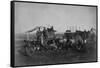 Cowboys At The Chuck Wagon-null-Framed Stretched Canvas