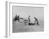 Cowboys Branding a Calf Photograph - South Dakota-Lantern Press-Framed Art Print