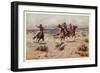 Cowboys chasing a prairie wolf-Charles Marion Russell-Framed Giclee Print