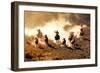 Cowboys Chasing Wilding Horses. Roping and Riding, with Dust Flying Everywhere-Jeanne Provost-Framed Photographic Print