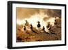 Cowboys Chasing Wilding Horses. Roping and Riding, with Dust Flying Everywhere-Jeanne Provost-Framed Photographic Print