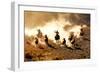 Cowboys Chasing Wilding Horses. Roping and Riding, with Dust Flying Everywhere-Jeanne Provost-Framed Photographic Print