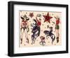 Cowboys & Cowgirls, Authentic Rodeo Tatooo Flash by Norman Collins, aka, Sailor Jerry-Piddix-Framed Art Print