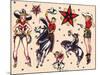 Cowboys & Cowgirls, Authentic Rodeo Tatooo Flash by Norman Collins, aka, Sailor Jerry-Piddix-Mounted Art Print